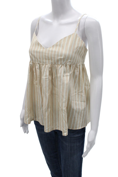 My Mum Made It Women Beige Striped V Neck Camisole Zip Size L