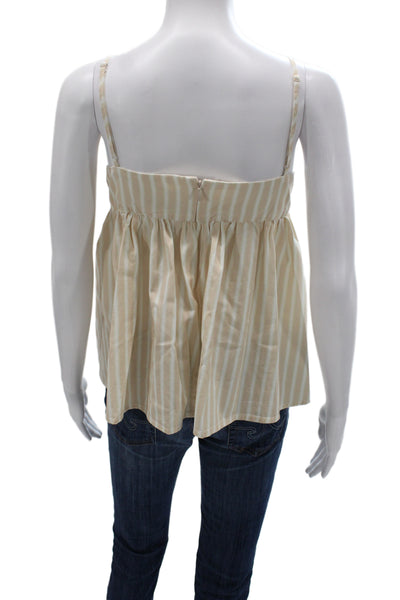 My Mum Made It Women Beige Striped V Neck Camisole Zip Size L