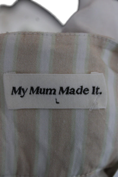 My Mum Made It Women Beige Striped V Neck Camisole Zip Size L