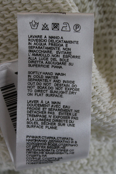 Dondup Women White Sleeveless V Neck Tunic Tank Linen Blend Size 44