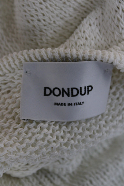 Dondup Women White Sleeveless V Neck Tunic Tank Linen Blend Size 44