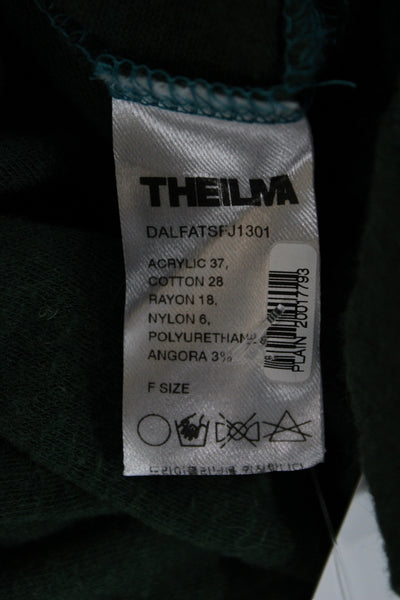 Theilma Unisex Green Turtleneck Long Sleeve Pullover Sweater Size One Size