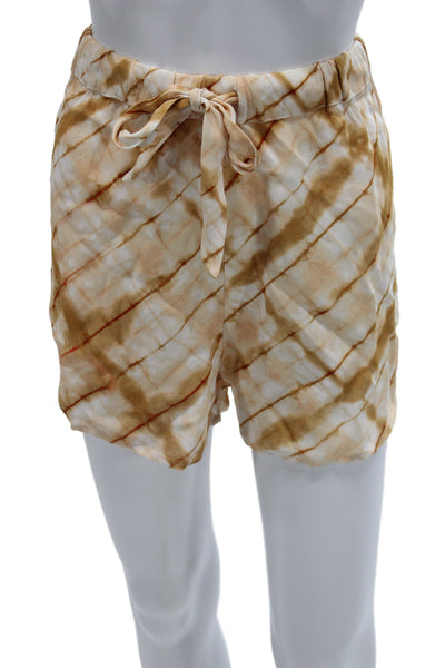 House of Harlow 1960 Unisex Bohemian Beige Rayon Drawstring Shorts Size M