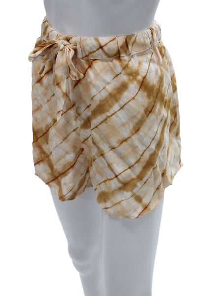 House of Harlow 1960 Unisex Bohemian Beige Rayon Drawstring Shorts Size M