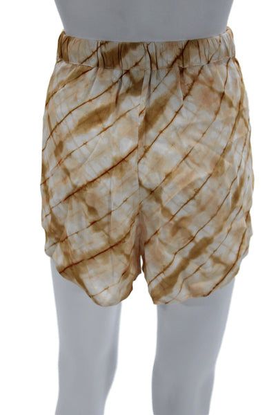 House of Harlow 1960 Unisex Bohemian Beige Rayon Drawstring Shorts Size M