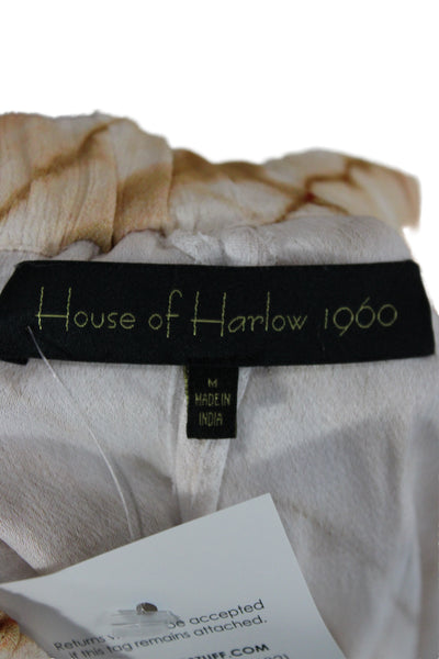 House of Harlow 1960 Unisex Bohemian Beige Rayon Drawstring Shorts Size M