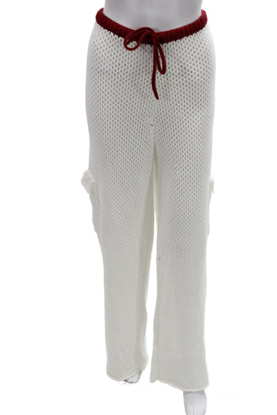 We Wore What Women White Cargo Pants Drawstring Beach Size L