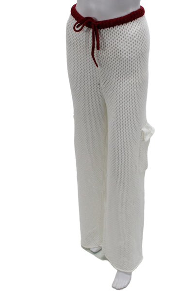 We Wore What Women White Cargo Pants Drawstring Beach Size L