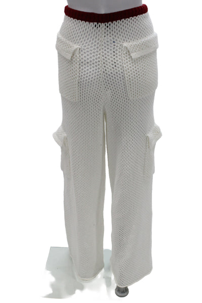 We Wore What Women White Cargo Pants Drawstring Beach Size L