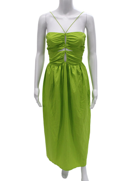 Rails Womens Maxi Slip Dress Green Sleeveless Drawstring Size M