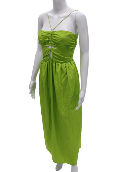 Rails Womens Maxi Slip Dress Green Sleeveless Drawstring Size M