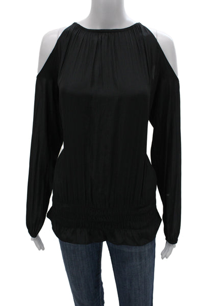 Ramy Brook Womens Black High Neck Long Sleeve Blouse Size XS