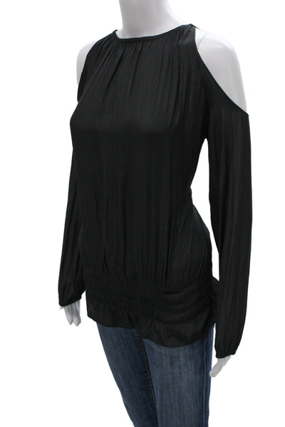 Ramy Brook Womens Black High Neck Long Sleeve Blouse Size XS