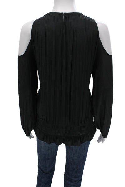 Ramy Brook Womens Black High Neck Long Sleeve Blouse Size XS