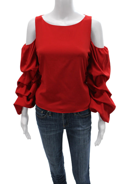 Alice + Olivia Womens Red Long Sleeve Round Neck Blouse Size 6