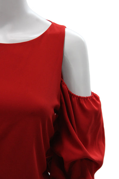 Alice + Olivia Womens Red Long Sleeve Round Neck Blouse Size 6
