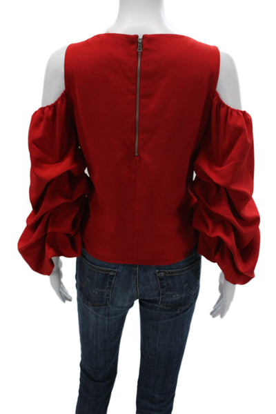 Alice + Olivia Womens Red Long Sleeve Round Neck Blouse Size 6