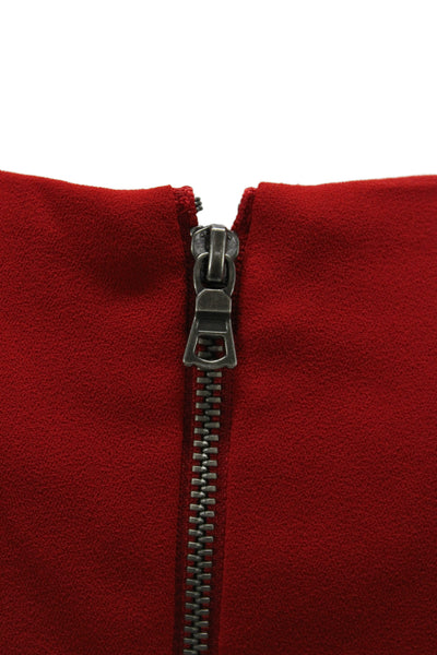 Alice + Olivia Womens Red Long Sleeve Round Neck Blouse Size 6