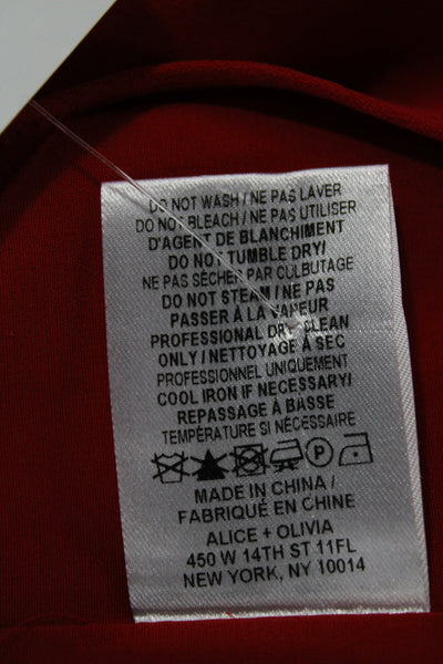 Alice + Olivia Womens Red Long Sleeve Round Neck Blouse Size 6