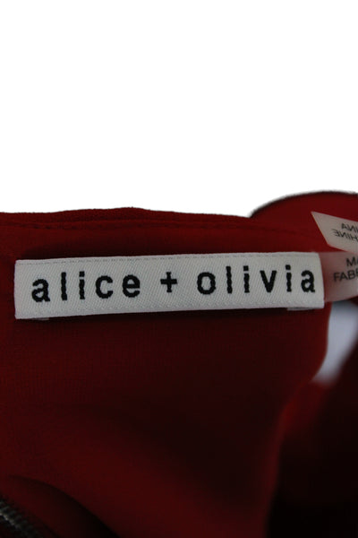 Alice + Olivia Womens Red Long Sleeve Round Neck Blouse Size 6