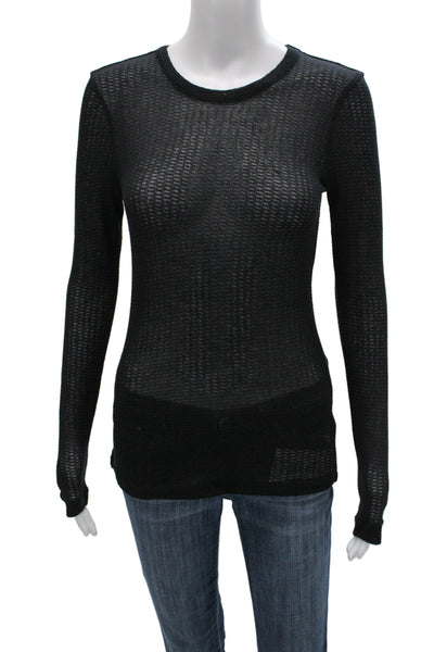Rag & Bone Womens Black Basic Crew Neck Long Sleeve T-Shirt Size S