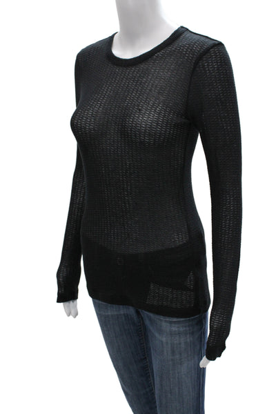 Rag & Bone Womens Black Basic Crew Neck Long Sleeve T-Shirt Size S
