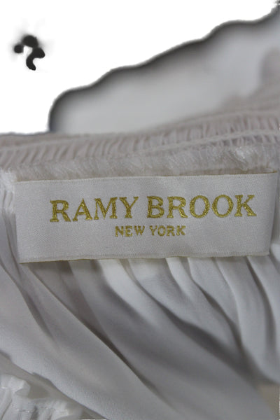 Ramy Brook Women White Square Neck Long Sleeve Basic Blouse Size S