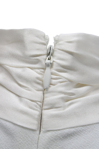Alice + Olivia Womens Silk Sleeveless High Neck Tie Blouse White Size S