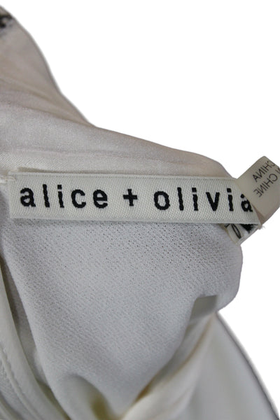 Alice + Olivia Womens Silk Sleeveless High Neck Tie Blouse White Size S