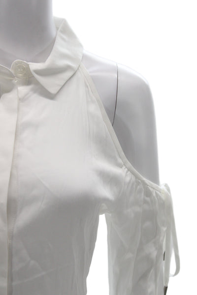 Cushnie Et Ochs Women White Collared Button Up Blouse Long Sleeve Size 4