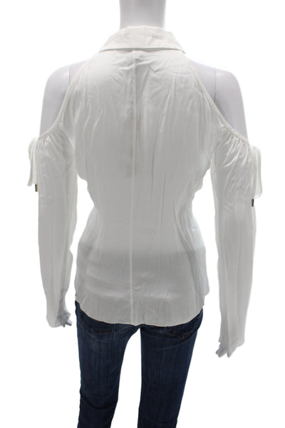 Cushnie Et Ochs Women White Collared Button Up Blouse Long Sleeve Size 4