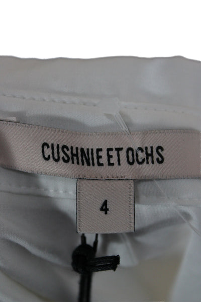 Cushnie Et Ochs Women White Collared Button Up Blouse Long Sleeve Size 4