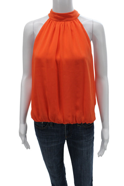 Alice + Olivia Women Orange High Neck Sleeveless Blouse Size S