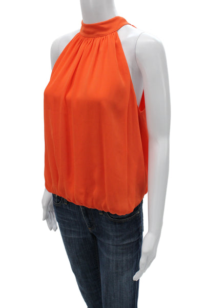 Alice + Olivia Women Orange High Neck Sleeveless Blouse Size S