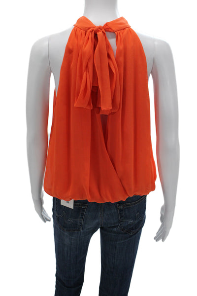 Alice + Olivia Women Orange High Neck Sleeveless Blouse Size S