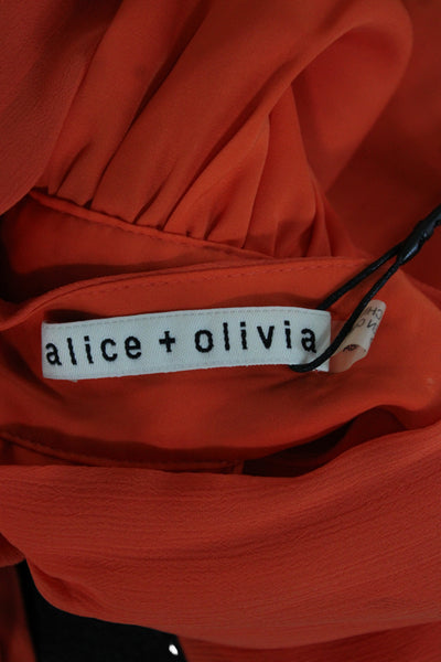 Alice + Olivia Women Orange High Neck Sleeveless Blouse Size S