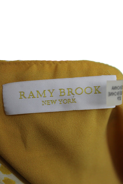 Ramy Brook Women Yellow Spotted Silk Romper V Neck Knee Size XS