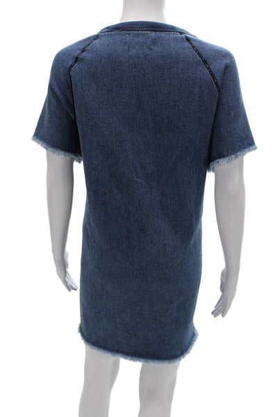 Rag & Bone Womens Shift T-Shirt Dress Dark Blue Cotton Short Sleeve Size XS