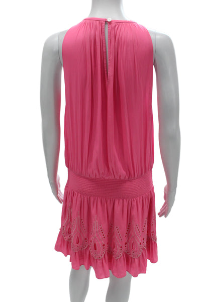 Ramy Brook Women Blouson Halter Knee Length Pink Dress Size S