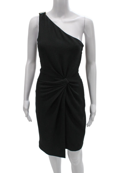 Halston Heritage Womens Sheath Dress Black Sleeveless Knee Length Buckle Size 4