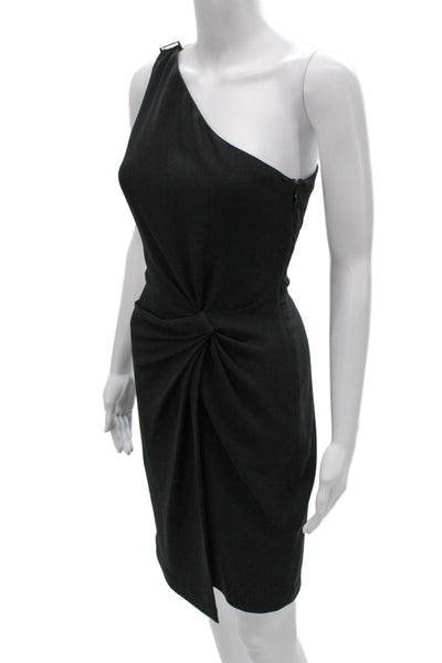 Halston Heritage Womens Sheath Dress Black Sleeveless Knee Length Buckle Size 4