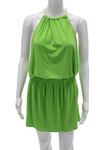 Ramy Brook Women Green Blouson Mini Dress Sleeveless Cotton Drawstring Size XS