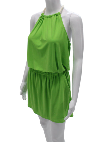 Ramy Brook Women Green Blouson Mini Dress Sleeveless Cotton Drawstring Size XS