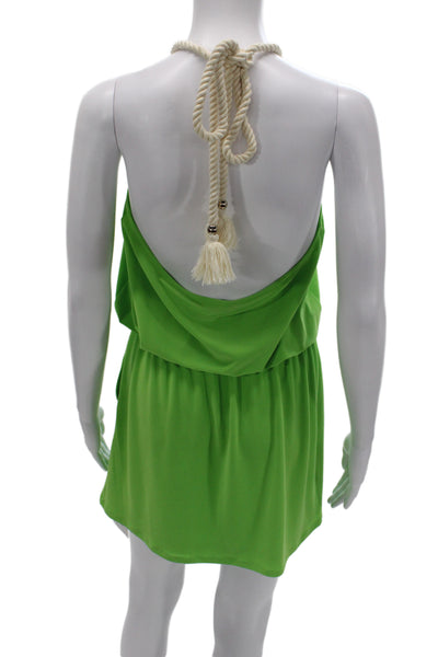 Ramy Brook Women Green Blouson Mini Dress Sleeveless Cotton Drawstring Size XS