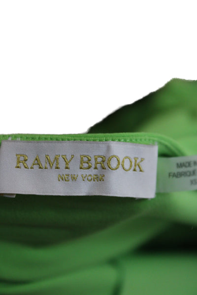 Ramy Brook Women Green Blouson Mini Dress Sleeveless Cotton Drawstring Size XS