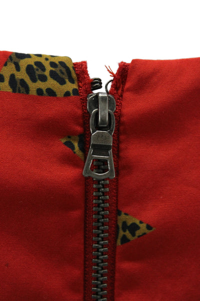 Alice + Olivia Women Red Leopard Shift Dress Sleeveless Size 4