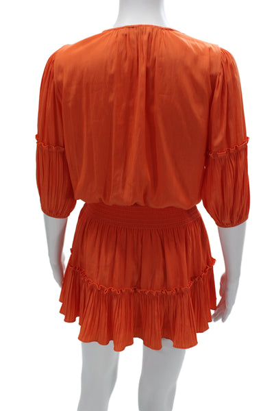 Ramy Brook Womens Orange Romper 3/4 Sleeve Above Knee Size XS