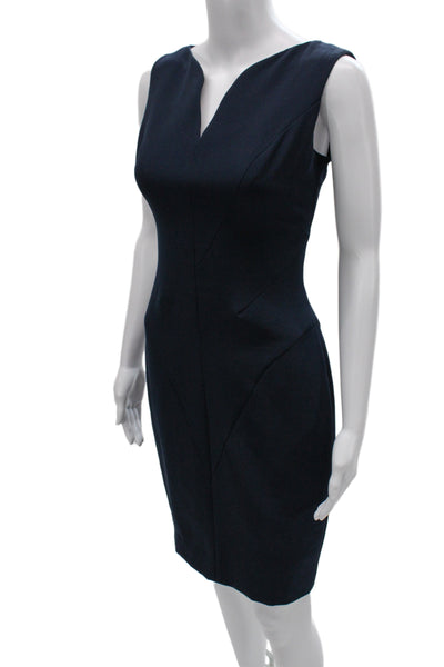 Milly Womens Sheath Dress Dark Blue V-Neck Sleeveless Knee Length Size 4