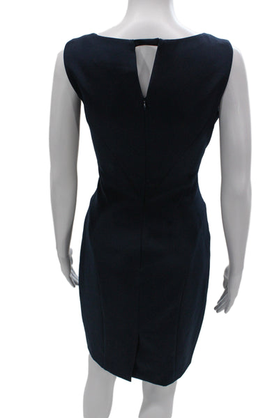 Milly Womens Sheath Dress Dark Blue V-Neck Sleeveless Knee Length Size 4