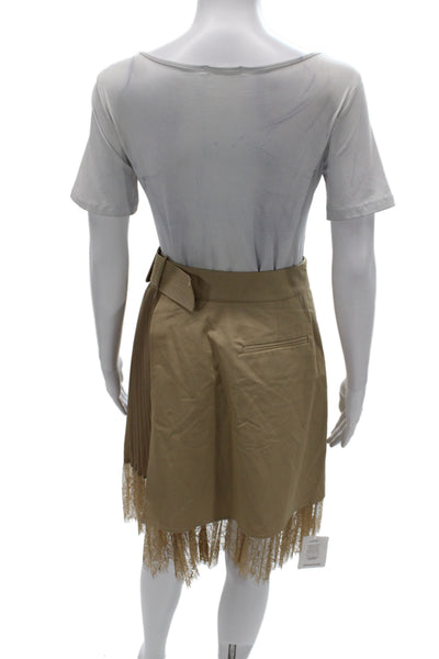 Self Portrait Womens Cargo Pleated Wrap Mini Skirt Tan Size 4